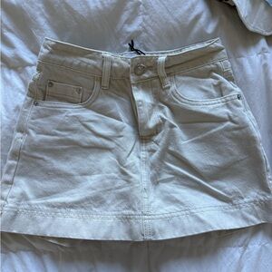 Princess Polly Cream Denim Skirt